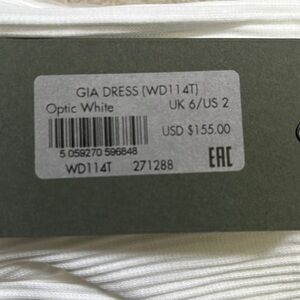 NWT Allsaints Gia Ribbed Asymmetric Midi Dress optic white US 2/UK 6 and US4/UK8